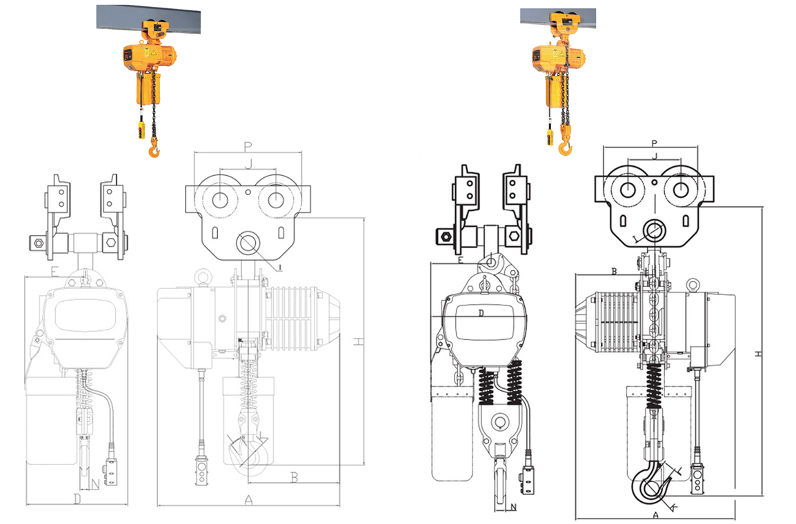 300KG-5Ton Manual Trolley Type Electric Chain Hoist